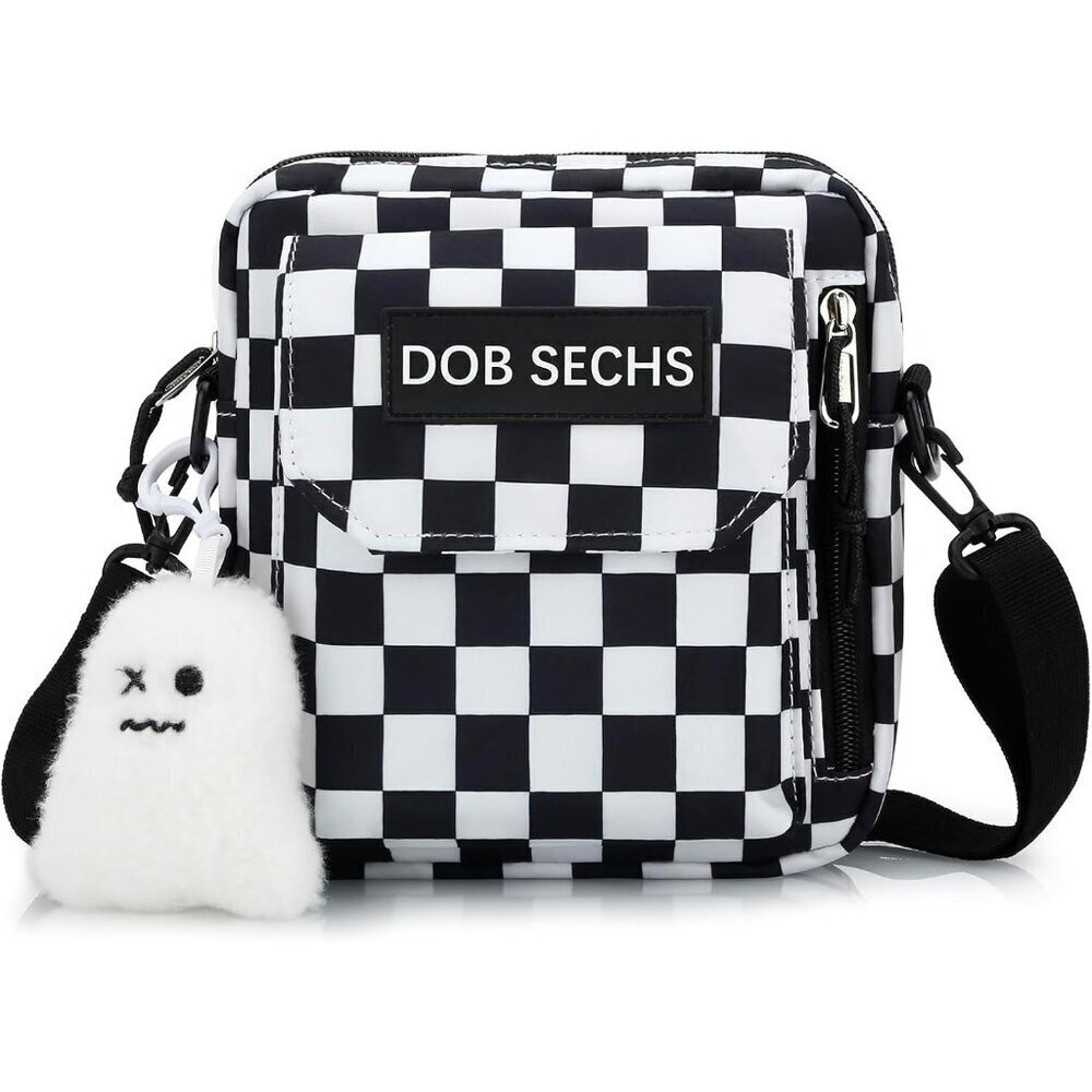 Women's Black White Small Cell Phone Purse Crossbody Wallet Single Shoulder Bag